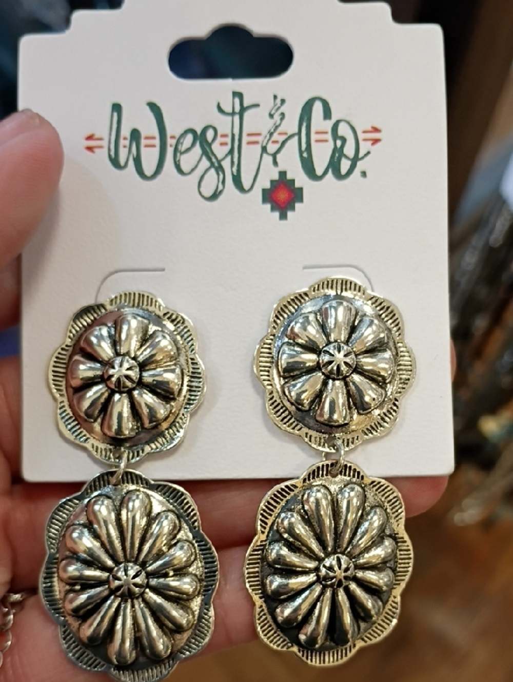 Silver Floral Double-Drop Earrings